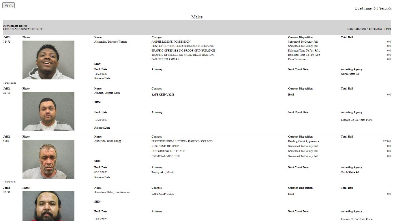 Lincoln County Sheriff - New Inmate Roster